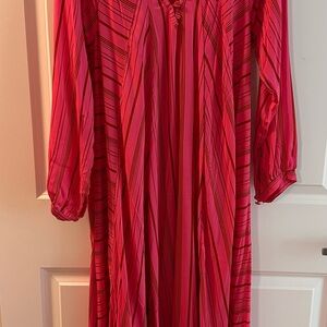 Natalie Martin Vibrant Pink Striped Long Sleeve Dress